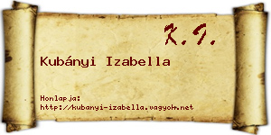 Kubányi Izabella névjegykártya